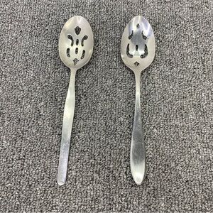 Vintage Stainless Steel Slotted Serving Spoons Flatware Bundle Made In Korea 8.5